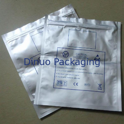 500PCS ESD শিল্ডিং ব্যাগ জিপ লক / অ্যান্টি স্ট্যাটিক সুরক্ষার জন্য শীর্ষ সিলভার খুলুন