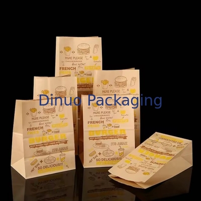 কাস্টম আকার ব্রেড, স্যান্ডউইচ ফ্ল্যাট নীচে খাদ্য বহনযোগ্য কাগজ ব্যাগ জন্য disposable বাদামী Kraft কাগজ ব্যাগ